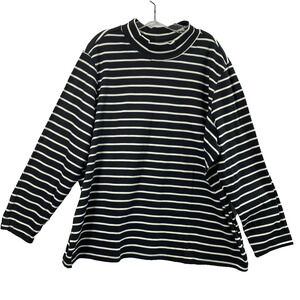 Blair Top Womens‎ 3XL Black White Stripe Long Sleeve Knit Tunic Mock Blouse
